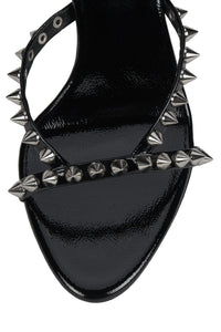 GABBRIETTE Jeffrey Campbell Heeled Sandal Black Patent Silver