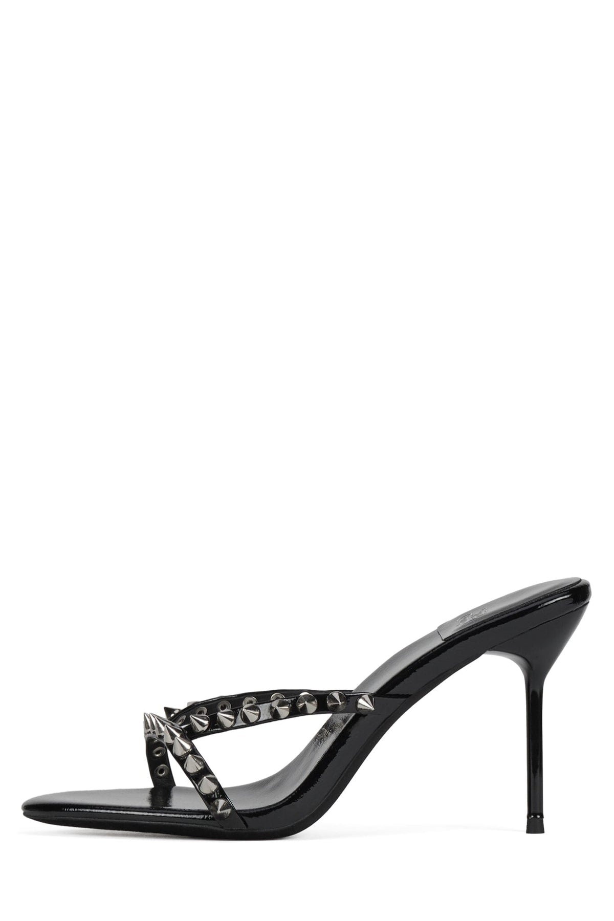 GABBRIETTE Jeffrey Campbell Heeled Sandal Black Patent Silver