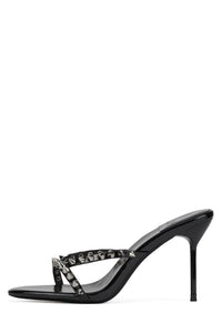 GABBRIETTE Jeffrey Campbell Heeled Sandal Black Patent Silver
