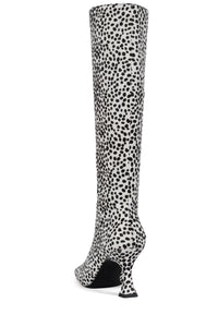 GAMBIT-F Jeffrey Campbell Knee-High Boot Black White Spots