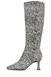 GAMBIT-F Jeffrey Campbell Knee-High Boot Black White Spots