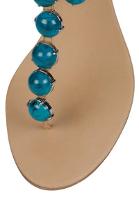 GEMSTONE Jeffrey Campbell Heeled Sandal Beige Turquoise