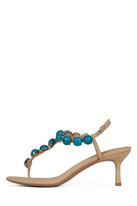 GEMSTONE Jeffrey Campbell Heeled Sandal Beige Turquoise