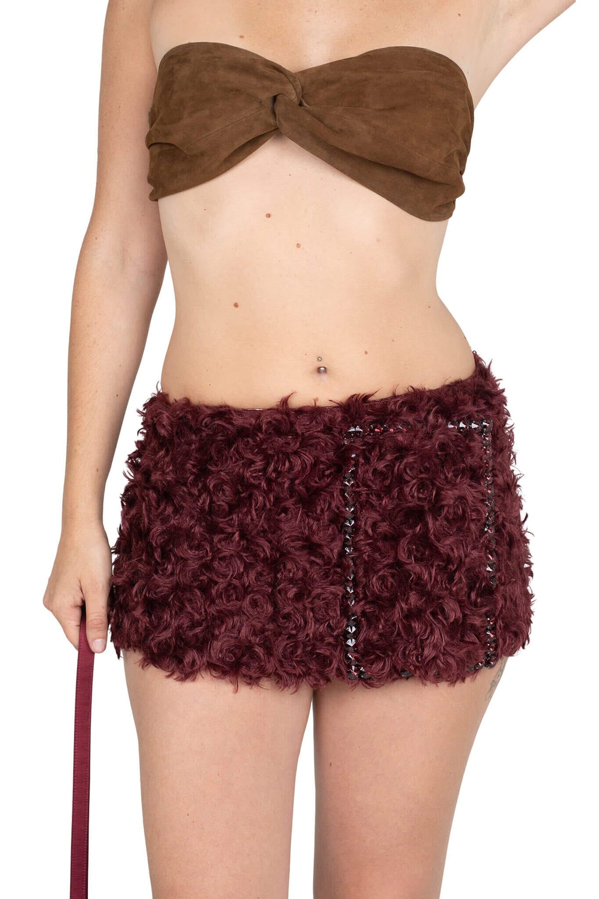 GIRLYPOP-F Jeffrey Campbell Skirt Belt Berry Multi 