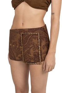 GIRLYPOP Jeffrey Campbell Rhinestone Belt Brown Tapestry