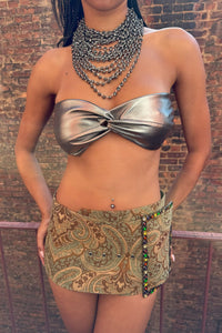 GIRLYPOP SKIRT Jeffrey Campbell Mini Skirt Brown Beige Tapestry Multi