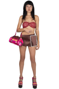 GIRLYPOP Jeffrey Campbell Mini Skirt Brown Satin
_hover