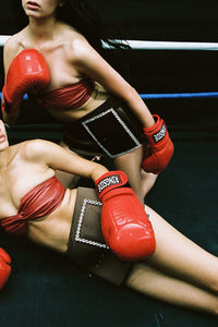 GIRLYPOP Jeffrey Campbell Mini Skirt Brown Satin