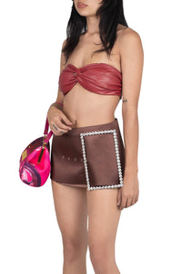GIRLYPOP Jeffrey Campbell Mini Skirt Brown Satin