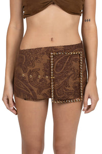 GIRLYPOP Jeffrey Campbell Rhinestone Belt Brown Tapestry