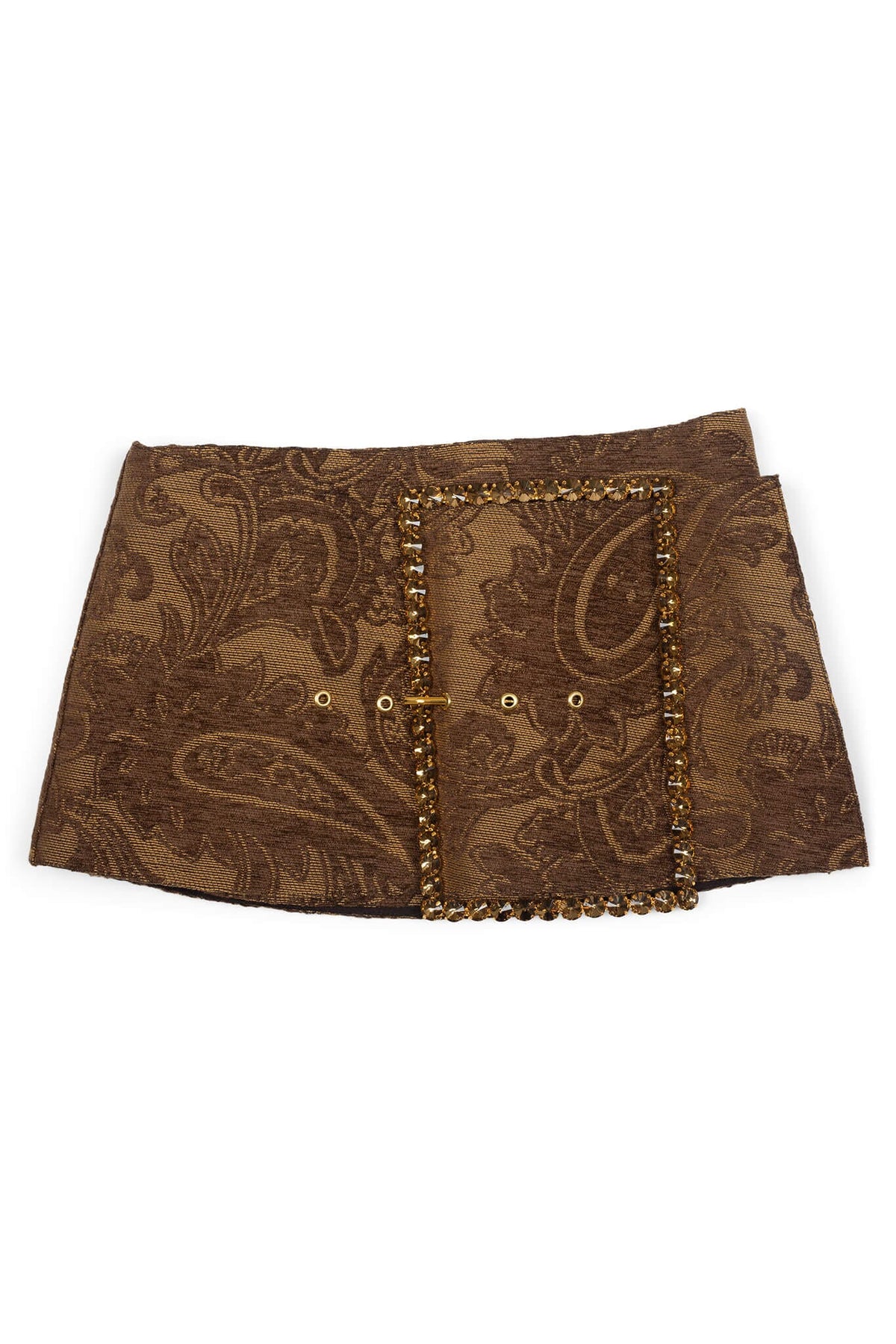 GIRLYPOP Jeffrey Campbell Rhinestone Belt Brown Tapestry