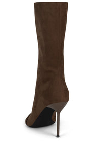 GLAMOUR Jeffrey Campbell Mid-Calf Boots Brown Suede