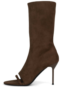 GLAMOUR Jeffrey Campbell Mid-Calf Boots Brown Suede