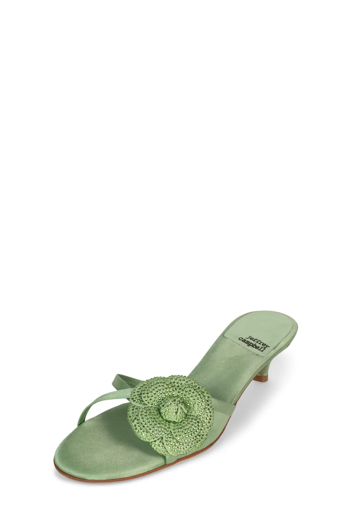 GLORIOSA-J Jeffrey Campbell Heeled Sandal Green Satin