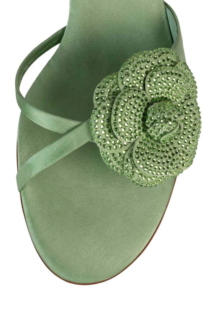 GLORIOSA-J Jeffrey Campbell Heeled Sandal Green Satin