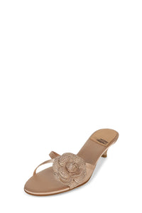 GLORIOSA-J Jeffrey Campbell Heeled Sandal Natural Satin Combo