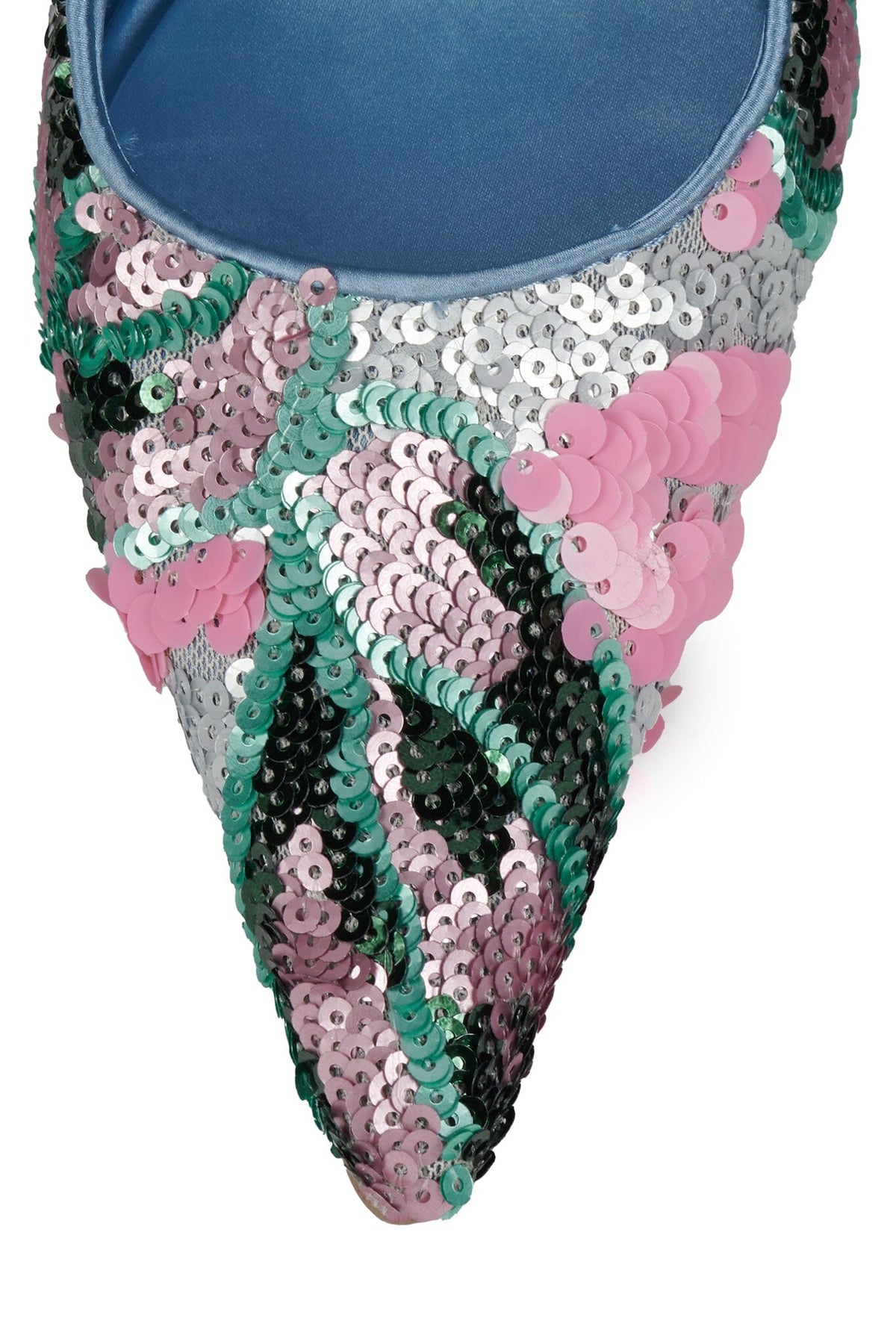 GOOD-SEQ Jeffrey Campbell High-Heel Teal Satin Combo