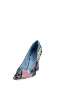 GOOD-SEQ Jeffrey Campbell High-Heel Teal Satin Combo _hover