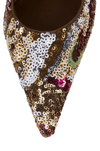 GOOD-SEQ Jeffrey Campbell High-Heel Brown Satin Combo