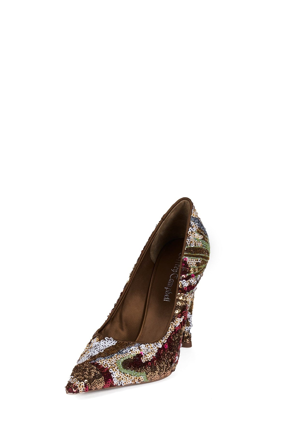 GOOD-SEQ Jeffrey Campbell High-Heel Brown Satin Combo _hover