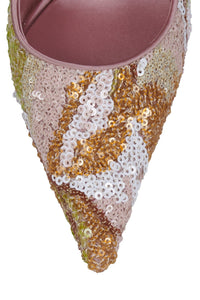 GOOD-SEQ Jeffrey Campbell High-Heel Light Pink Satin Combo