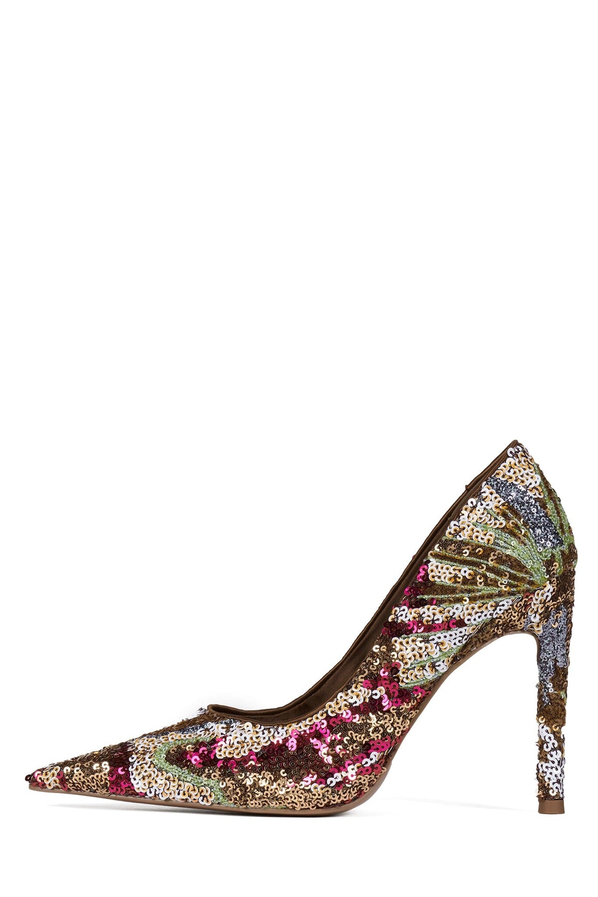 GOOD-SEQ Jeffrey Campbell High-Heel Brown Satin Combo