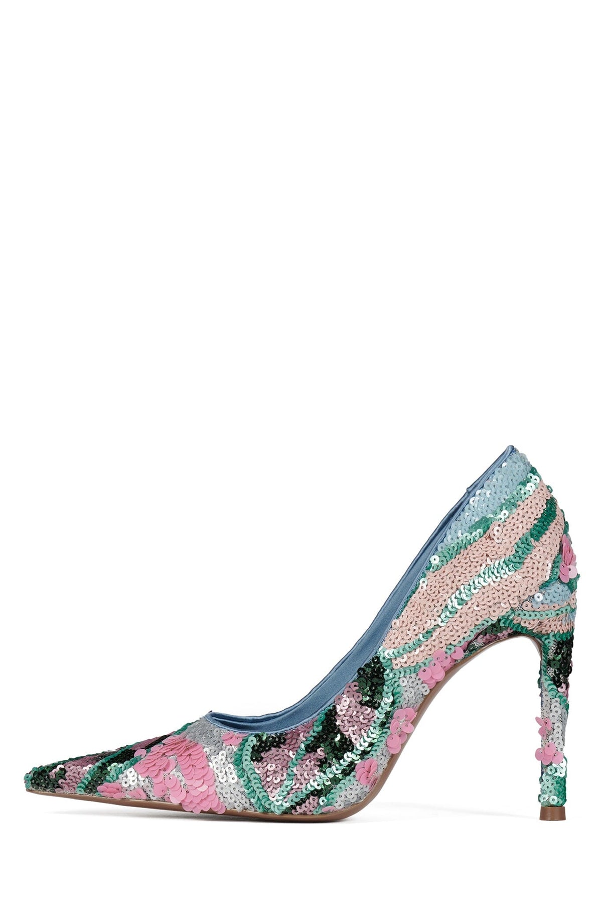GOOD-SEQ Jeffrey Campbell High-Heel Teal Satin Combo