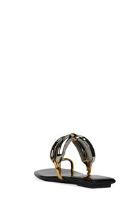 GUILDED-2 Jeffrey Campbell Flat Sandal Black Patent Combo