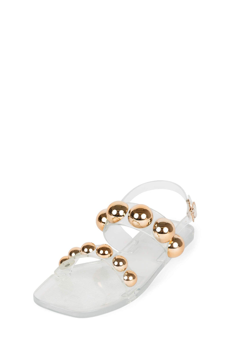 GUM-DROP Jeffrey Campbell Flat Sandals Clear Gold
_hover