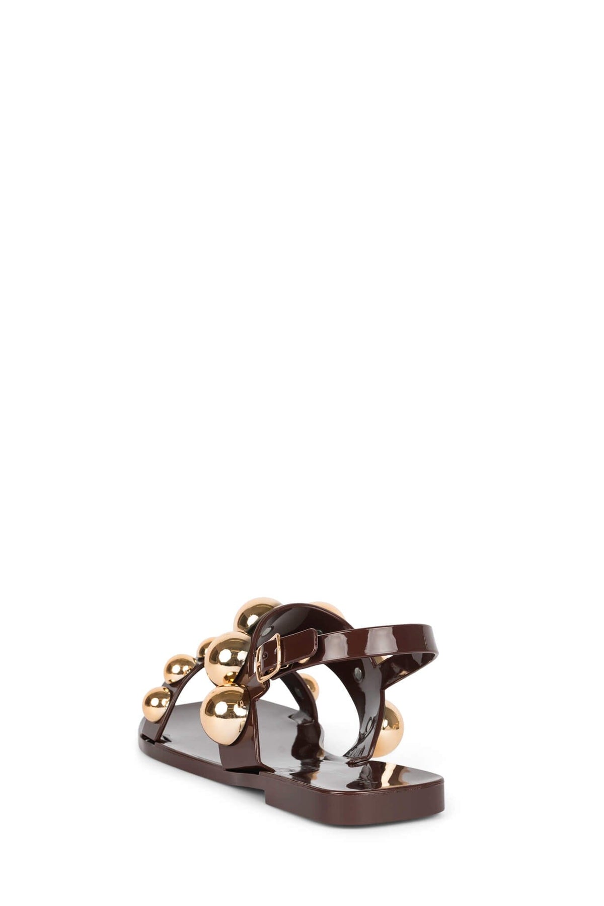 GUM-DROP Jeffrey Campbell Flat Sandals Dark Brown Gold