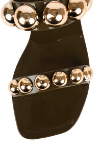 GUM-DROP Jeffrey Campbell Flat Sandals Sandal Khaki Gold