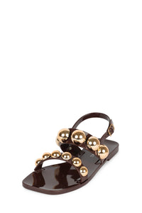 GUM-DROP Jeffrey Campbell Flat Sandals Dark Brown Gold
_hover