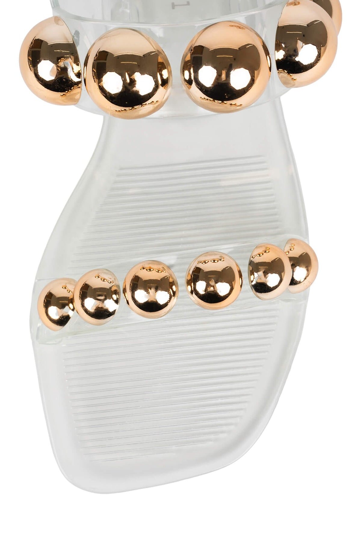 GUM-DROP Jeffrey Campbell Flat Sandals Clear Gold