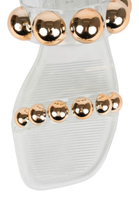 GUM-DROP Jeffrey Campbell Flat Sandals Clear Gold