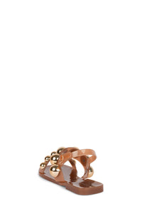 GUM-DROP Jeffrey Campbell Flat Sandals Caramel Gold