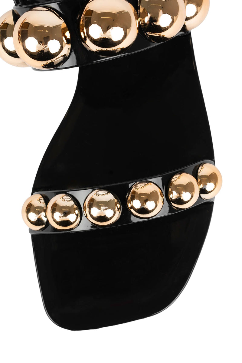 GUM-DROP Jeffrey Campbell Flat Sandals Black Gold