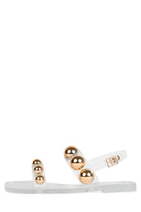GUM-DROP Jeffrey Campbell Flat Sandals Clear Gold