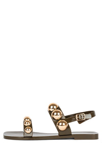GUM-DROP Jeffrey Campbell Flat Sandal Khaki Gold