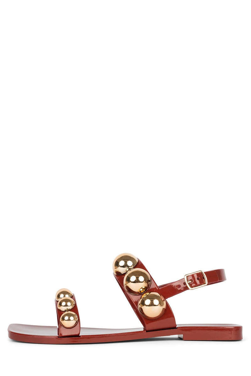 GUM-DROP Jeffrey Campbell Flat Sandals Rust Gold