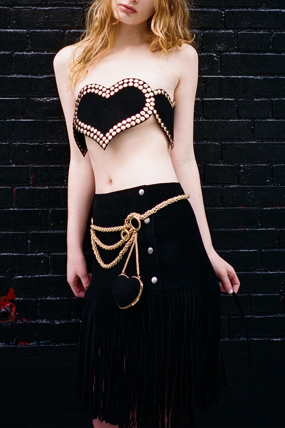 HEART-CORE Jeffrey Campbell Oversized Belt Black Suede Gold