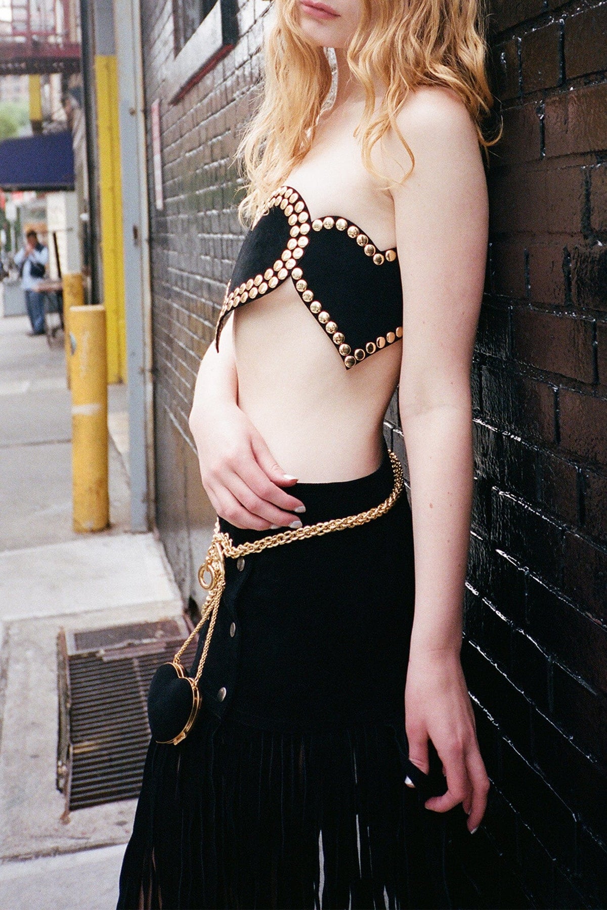 HEART-CORE Jeffrey Campbell Oversized Belt Black Suede Gold