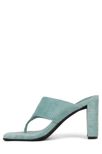 HEATIN-UP Jeffrey Campbell Heeled Thong Sandal Mint Corduroy