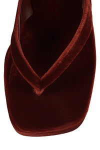 HEY-BABE Jeffrey Campbell Wedge Sandal Rust Velvet