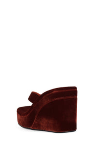 HEY-BABE Jeffrey Campbell Wedge Sandal Rust Velvet 