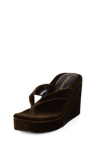 HEY-BABE Jeffrey Campbell Wedge Sandal Brown Velvet _hover