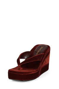 HEY-BABE Jeffrey Campbell Wedge Sandal Rust Velvet _hover