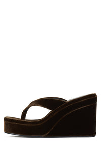 HEY-BABE Jeffrey Campbell Wedge Sandal Brown Velvet