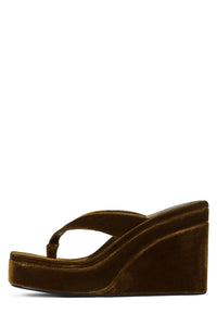 HEY-BABE Jeffrey Campbell Wedge Sandal Mustard Velvet