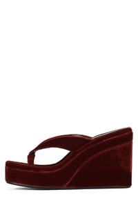 HEY-BABE Jeffrey Campbell Wedge Sandal Rust Velvet