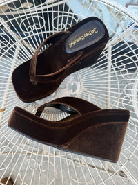 HEY-BABE Jeffrey Campbell Wedge Sandal Brown Velvet _hover